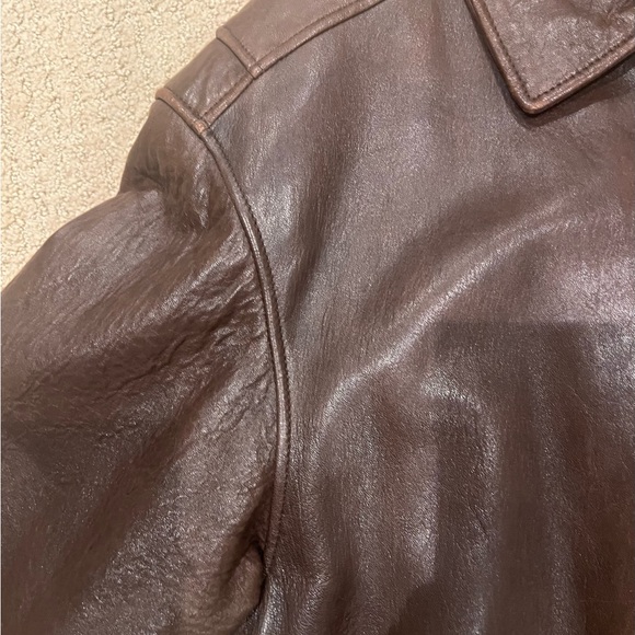Men's Classic Brown 100% Leather Bomber Jacket - Picture 8 of 17